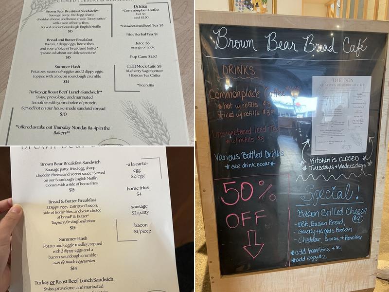 Brown Bear Bread Cafe Menu