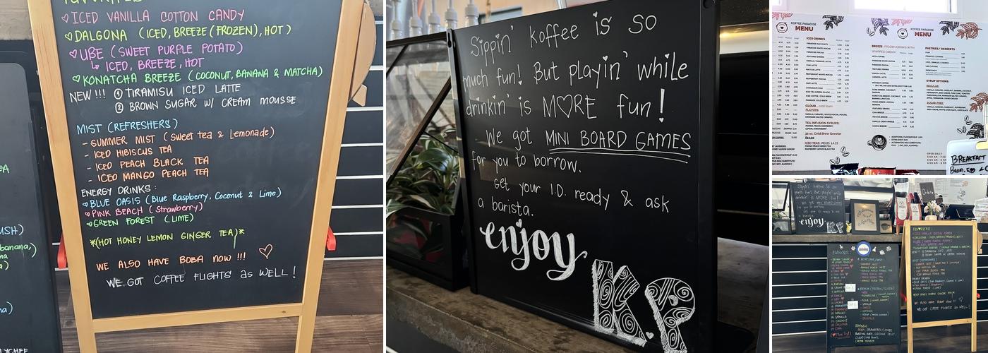 Koffee Paradise Menu