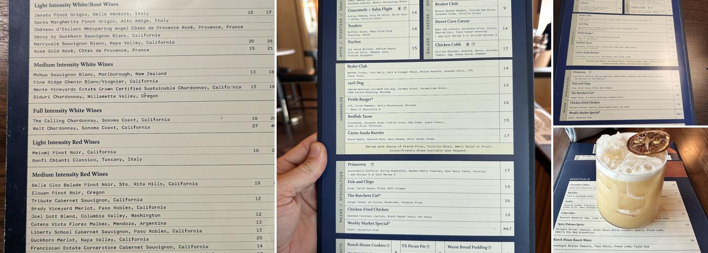 Ryder Cup Grille Menu