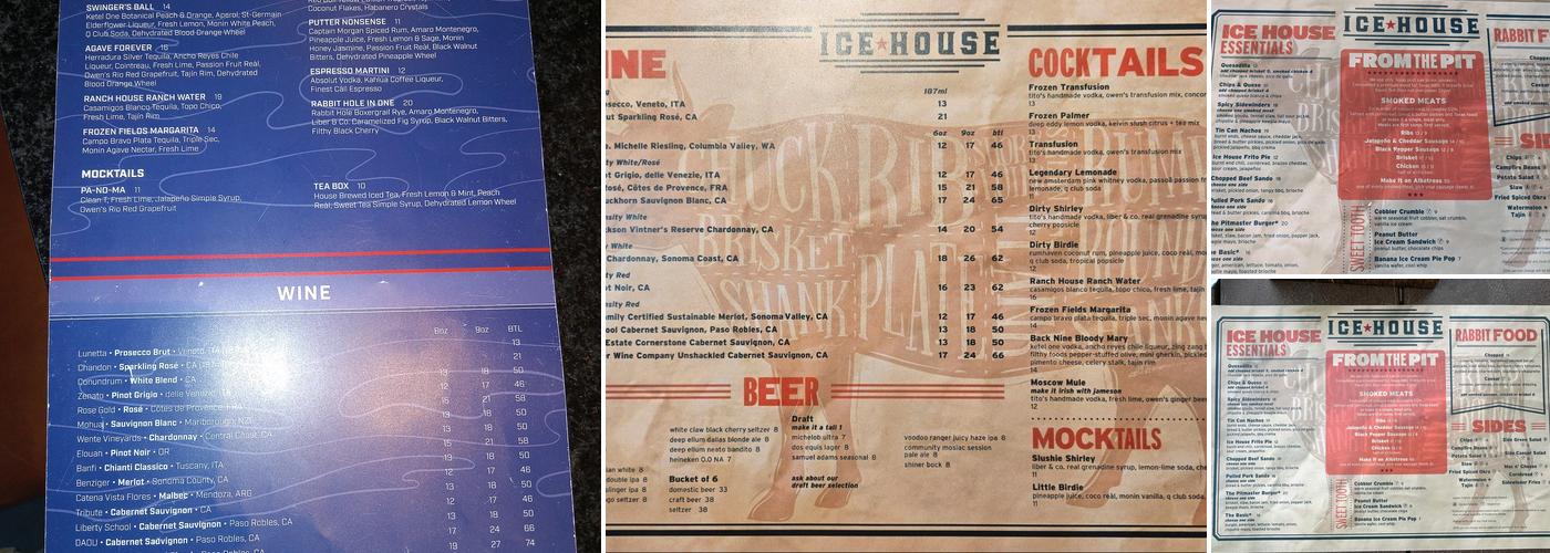 Ice House Menu