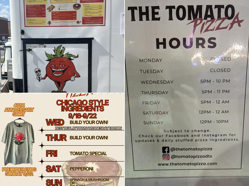 The Tomato Pizza Menu