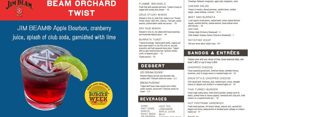 Crux Fermentation Project Menu