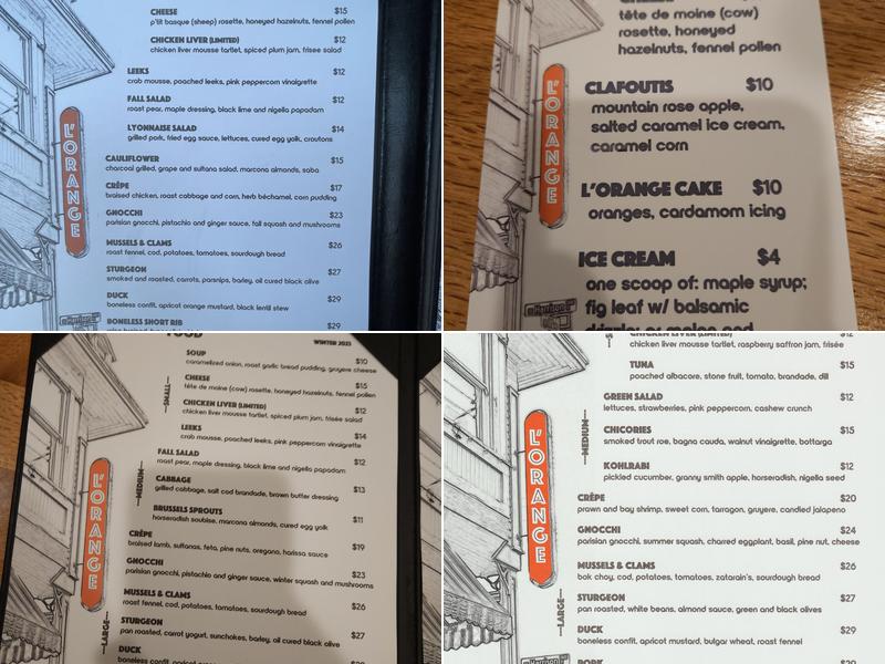 L’ Orange Menu