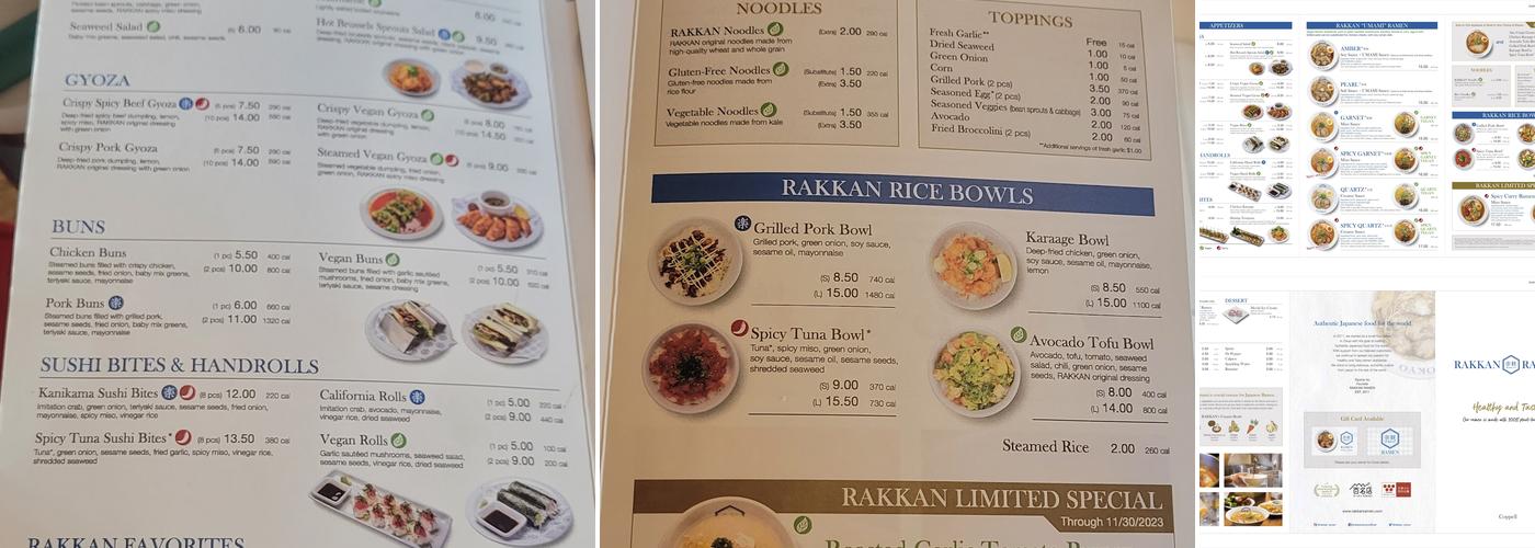 RAKKAN Ramen - Coppell Menu