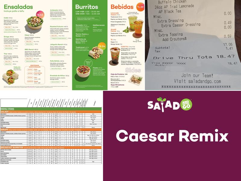 Salad and Go Menu