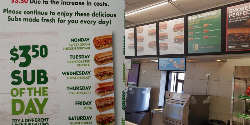 Subway Menu