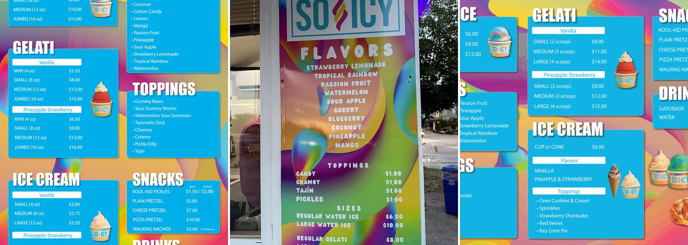 So Icy Menu