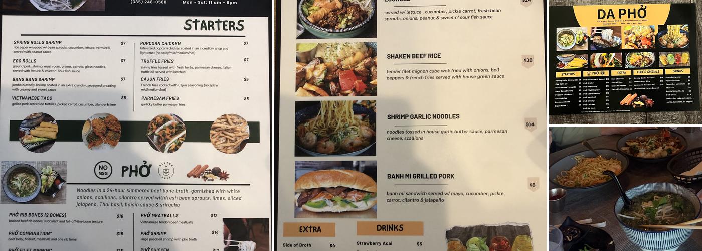 Da Phở Noodles Soup Menu