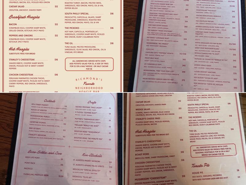 Stanley's Menu