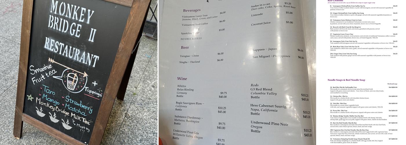 The Monkey Bridge II Menu