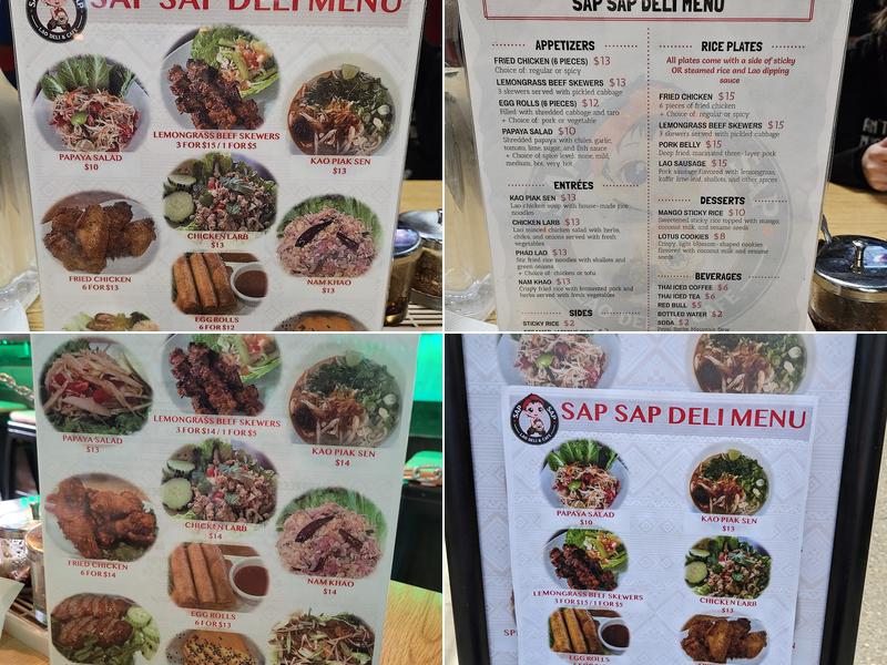 Sap Sap Lao Deli & Cafe Menu