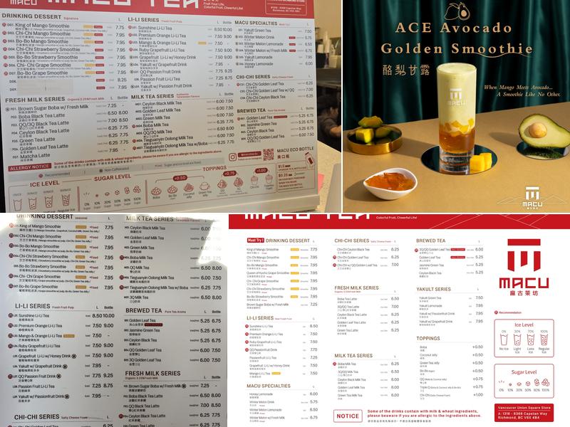 MACU TEA- Capstan Way Menu