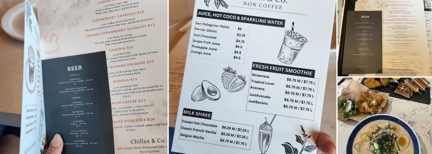 Chillax & Co. Menu