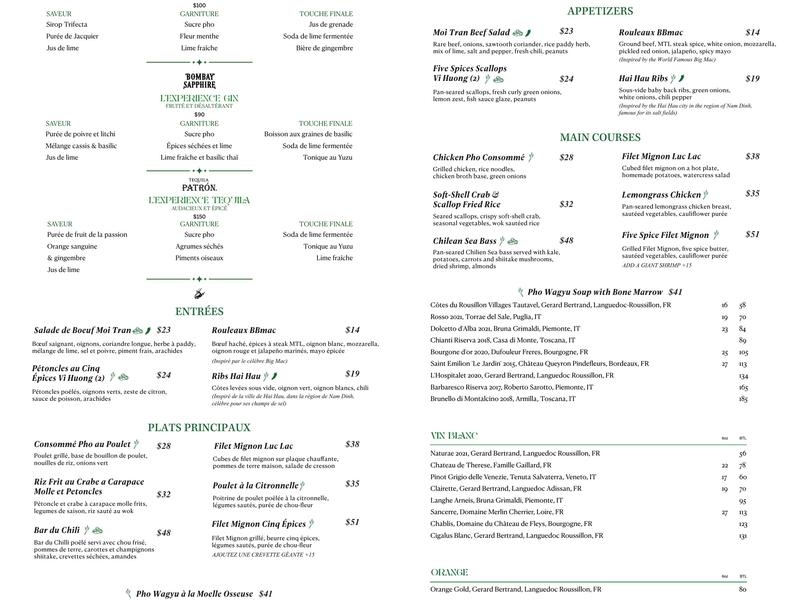 Hang Bar Menu
