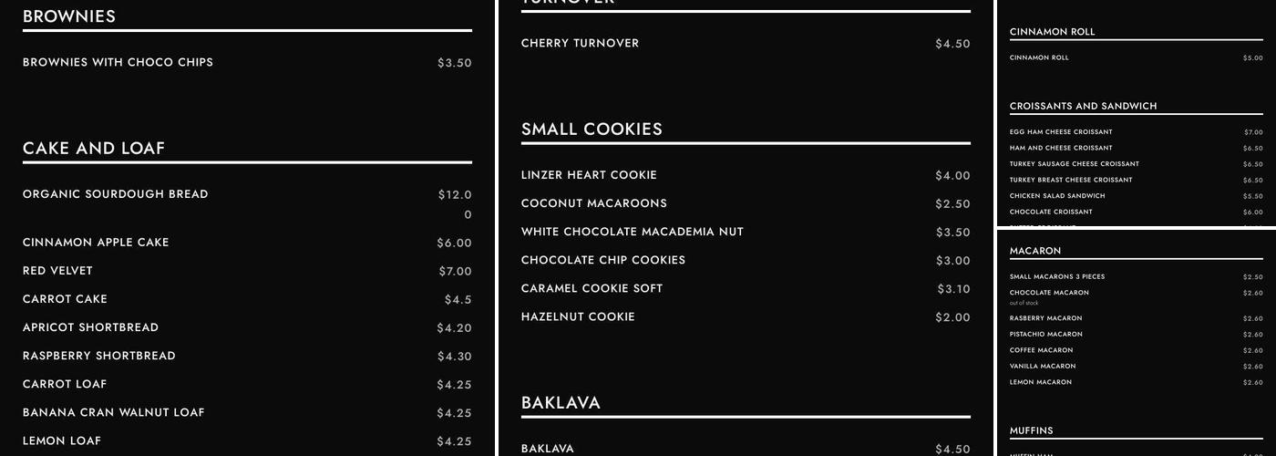 Mudslide Coffee Menu