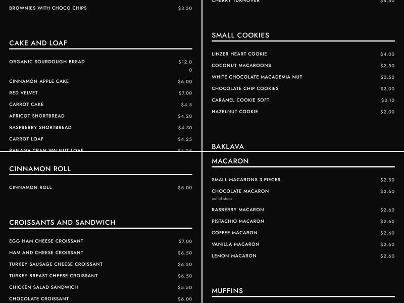Mudslide Coffee Menu