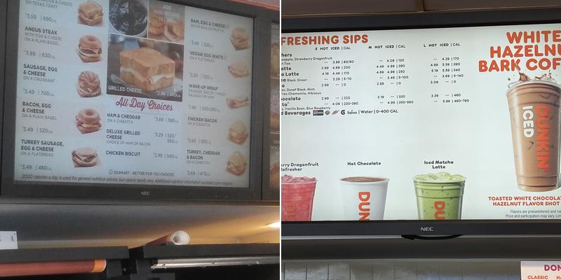 Dunkin' Menu
