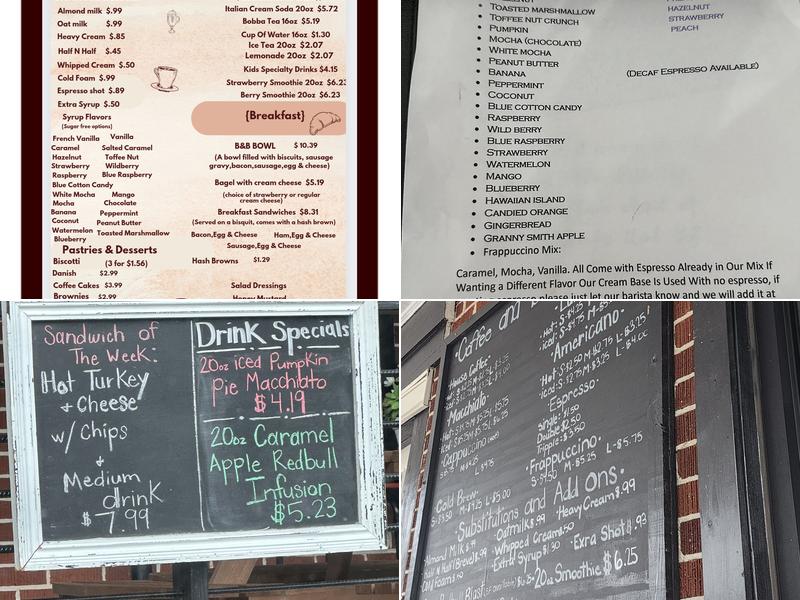 The Book & Bean LLC Menu