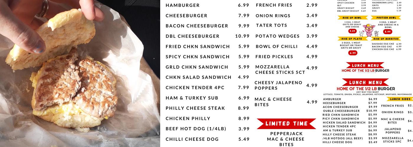 Rise Up Cafe Menu