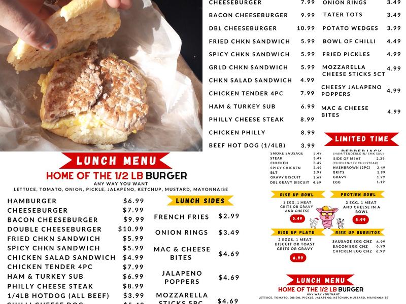 Rise Up Cafe Menu