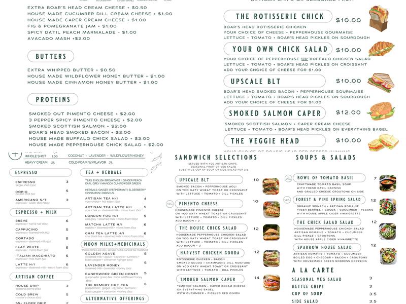 Lily & Sparrow Mercantile, LLC. Menu