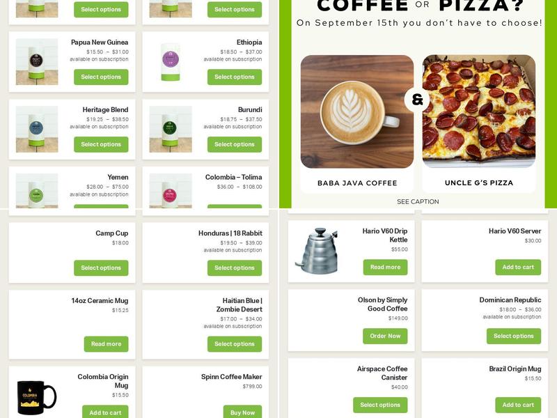 Baba Java Coffee at The Strand Menu