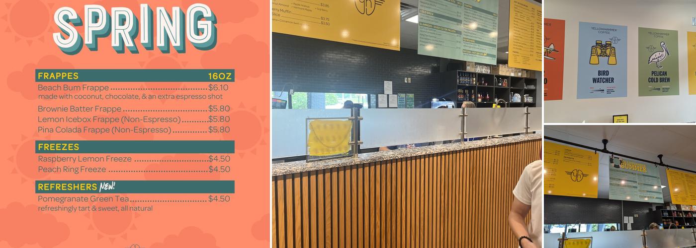 Yellowhammer Coffee Menu