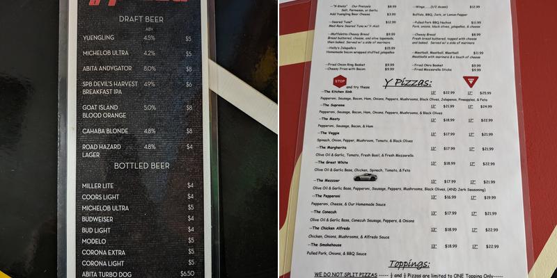 Ypizza Menu