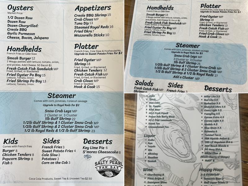 Salty Pearl Raw Bar Menu