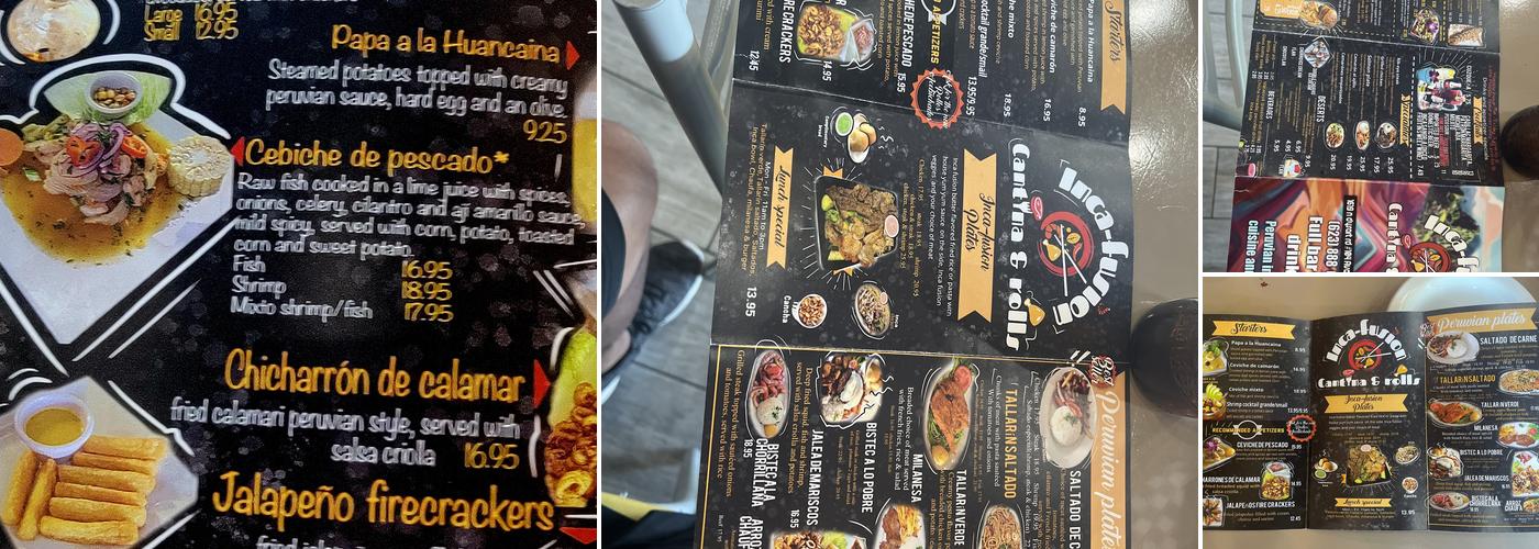 Inca Fusion Peruvian Restaurant Menu