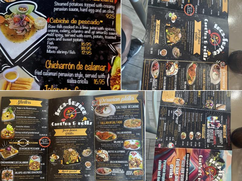 Inca Fusion Peruvian Restaurant Menu
