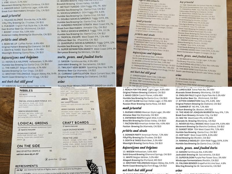 Craft and Logic Taproom Menu