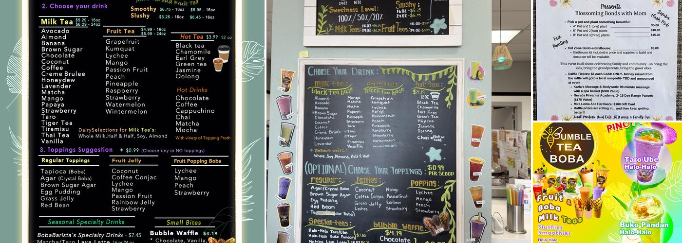 Bumble Tea Boba, Reno Nevada Menu