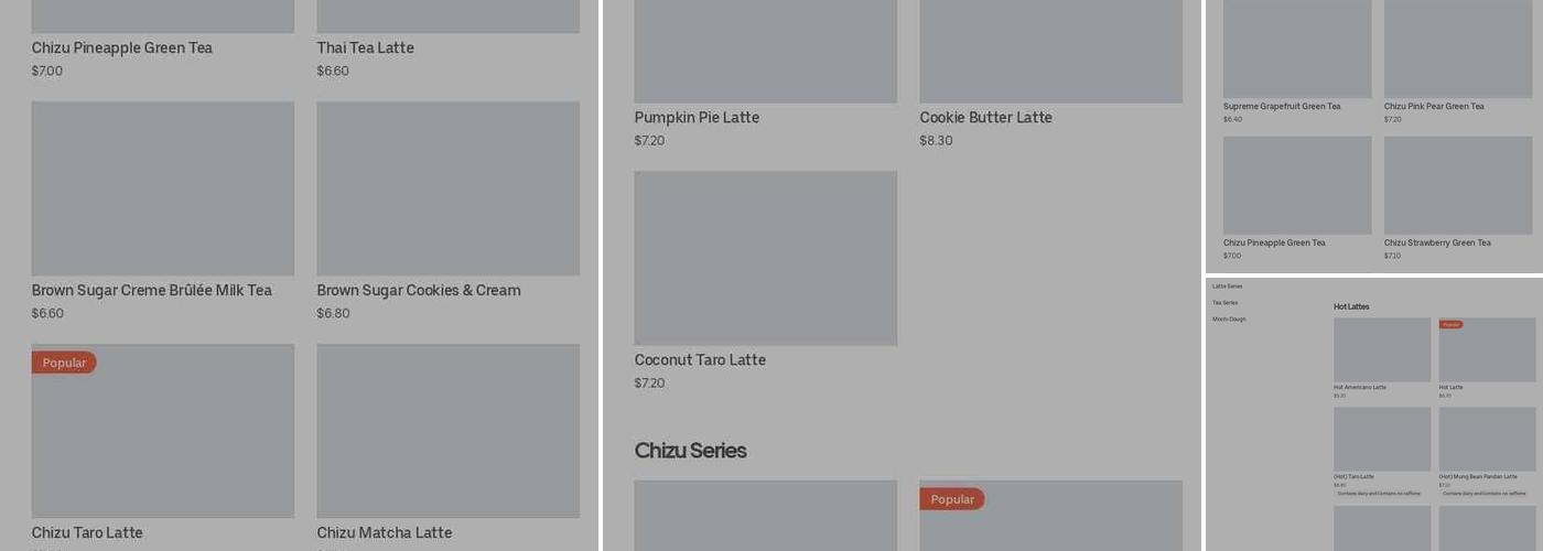 Bober Tea & Coffee Menu