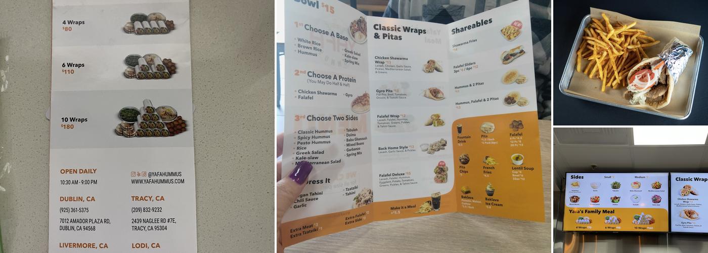 Yafa Hummus Menu