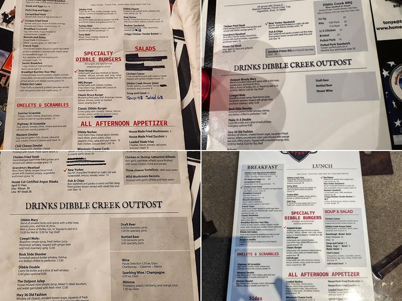 Dibble Creek Outpost Menu