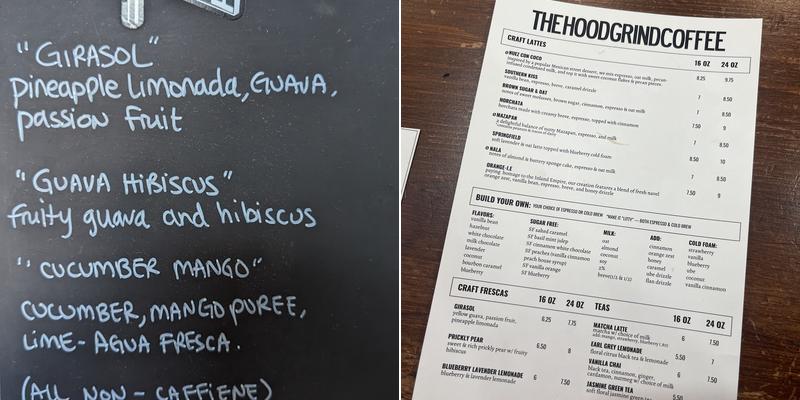 The Hood Grind Coffee Menu