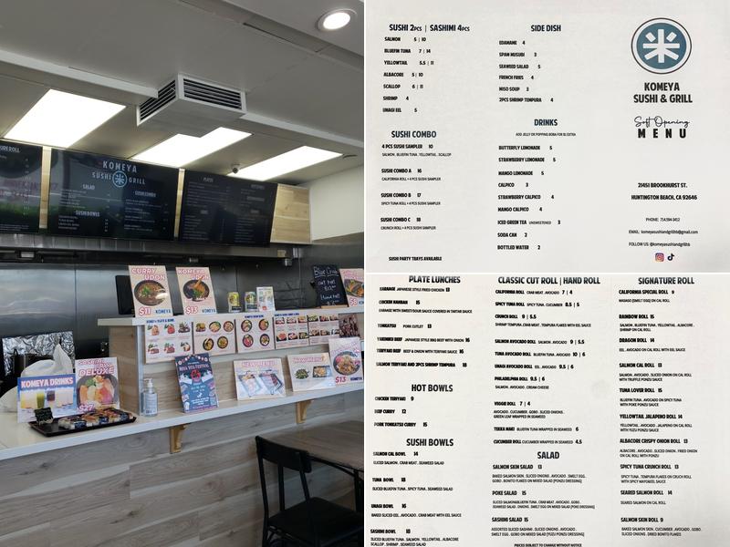 Komeya Sushi and Grill Menu