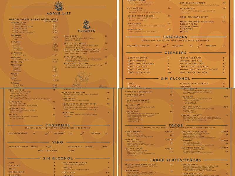 Coa Cantina Menu