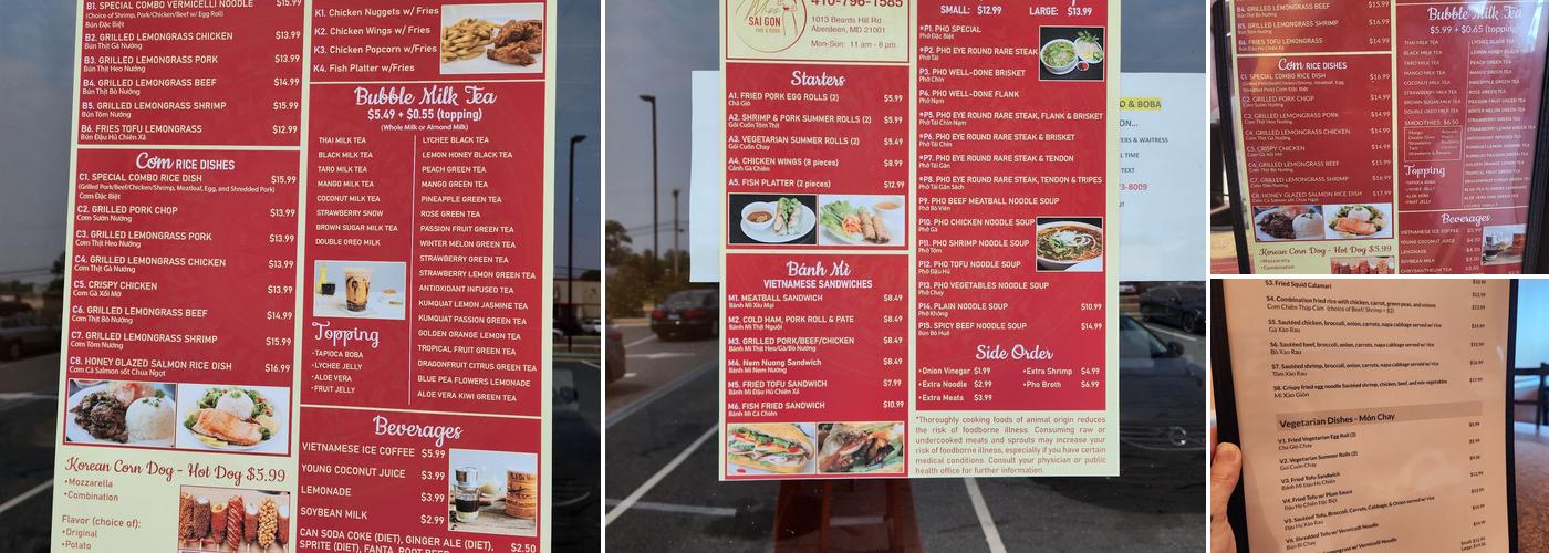 Miss Saigon Pho & Boba Menu