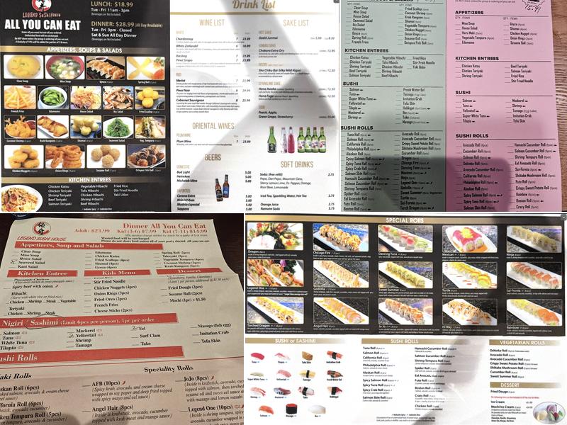 Legend Sushi House Menu