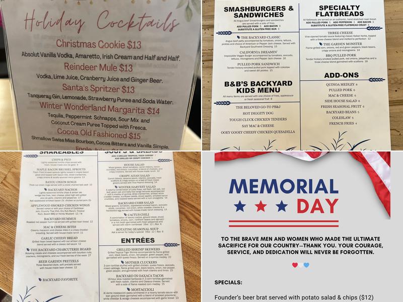 The Backyard of Kalamazoo Menu