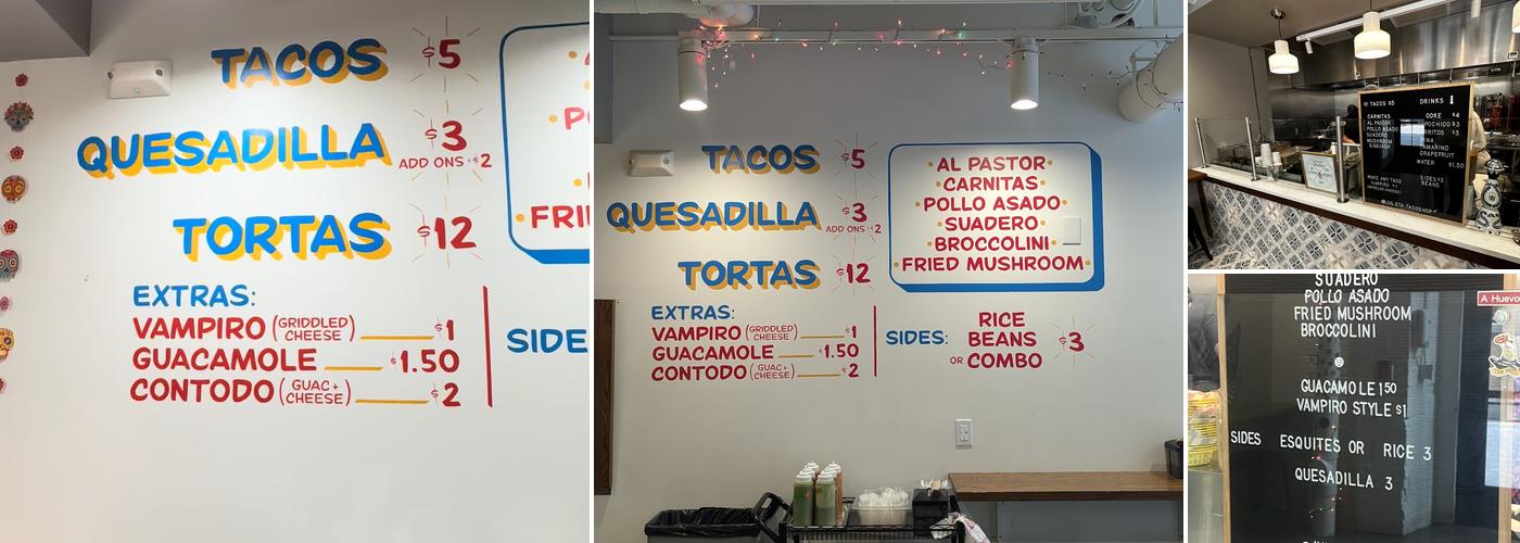 Julieta Taco Shop Menu