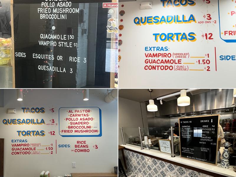 Julieta Taco Shop Menu