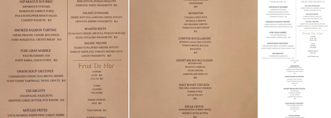 Brasserie LeBrun Menu