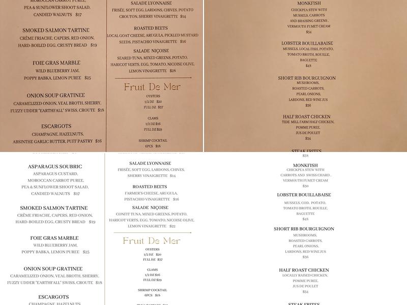Brasserie LeBrun Menu