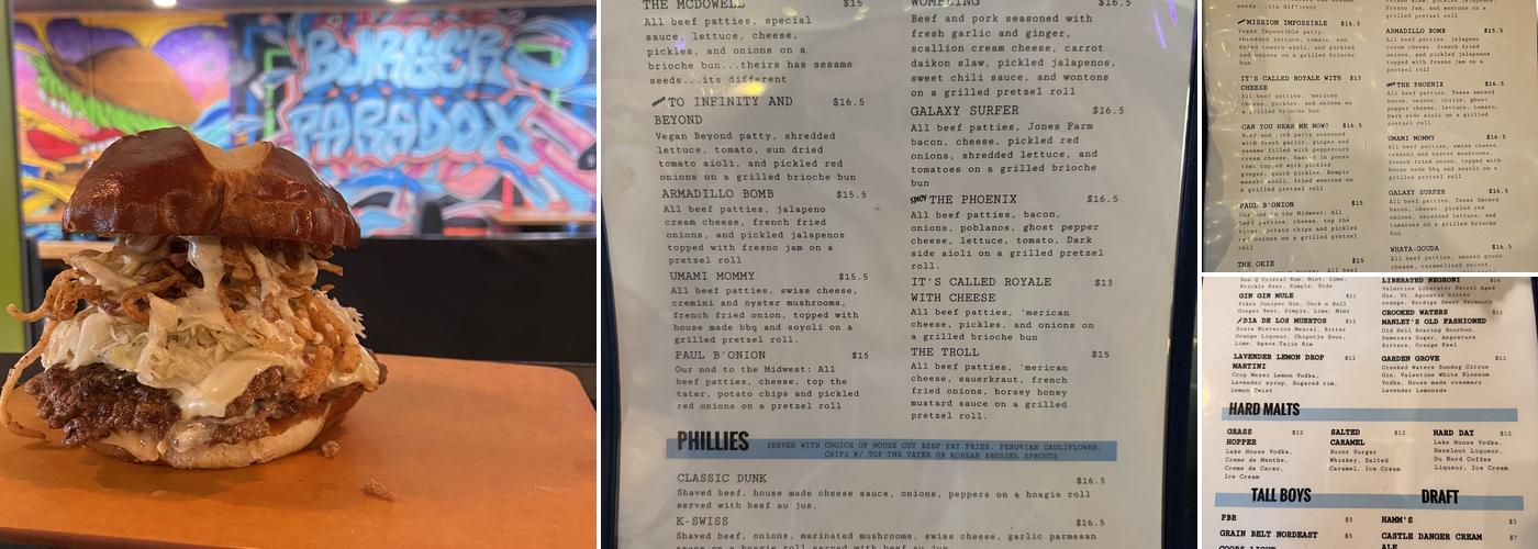 Burger Paradox Menu