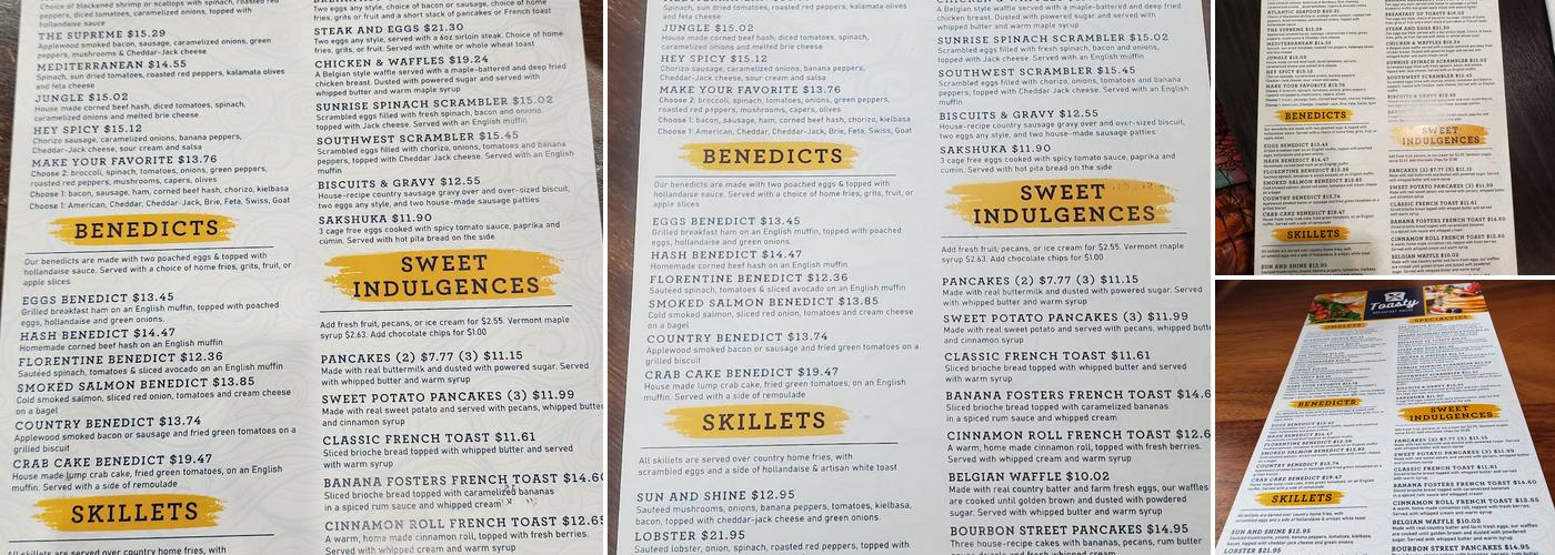 Toasty Breakfast House Menu