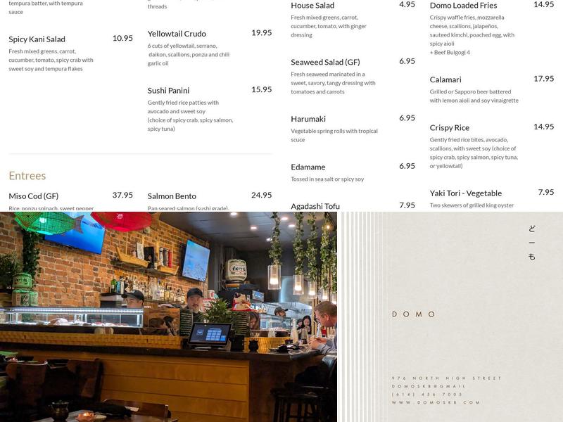Domo Sushi Kitchen Bar Menu