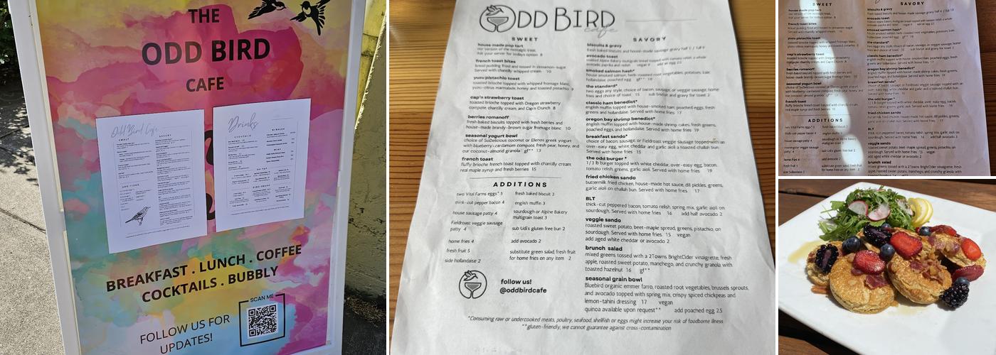 Odd Bird Cafe Menu